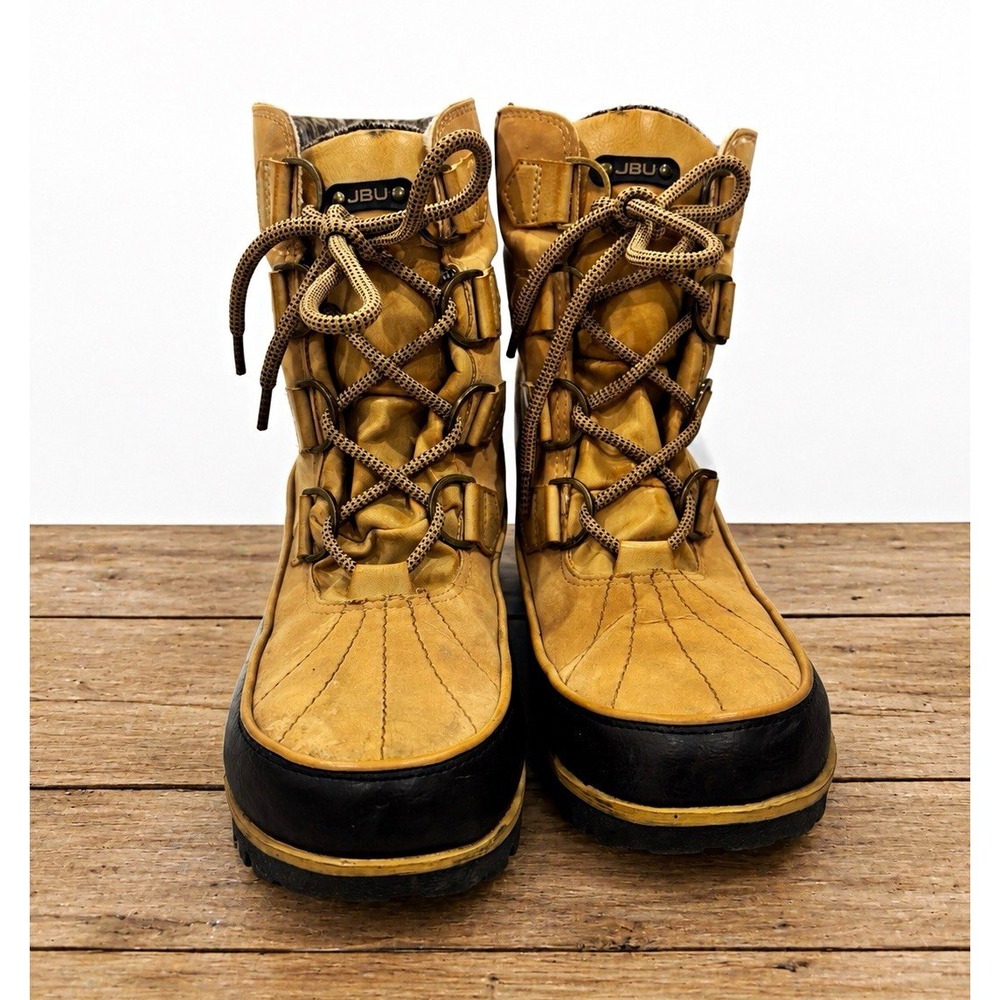 JBU Mendoza Knit Lace-Up Ankle Snow Boots Lined‎ Tan/Black 9.5M JB17MNK04